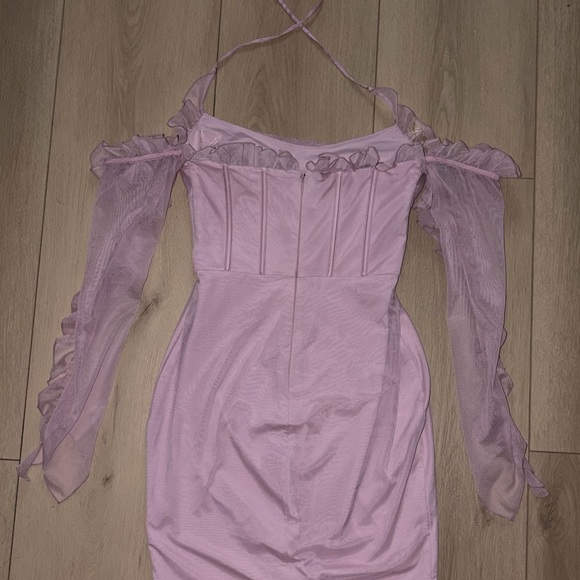 Oh Polly Pink Frill Detail Cowl Neck Mini Dress - Picture 2 of 8